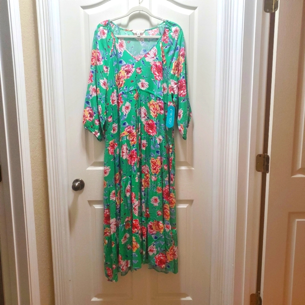 Pioneer Woman tiered long dress in cottage rose print